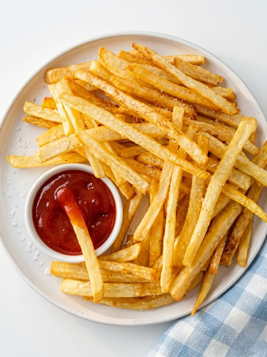 Fresh-cut fries served with ketchup at Chevapi King Edmonton